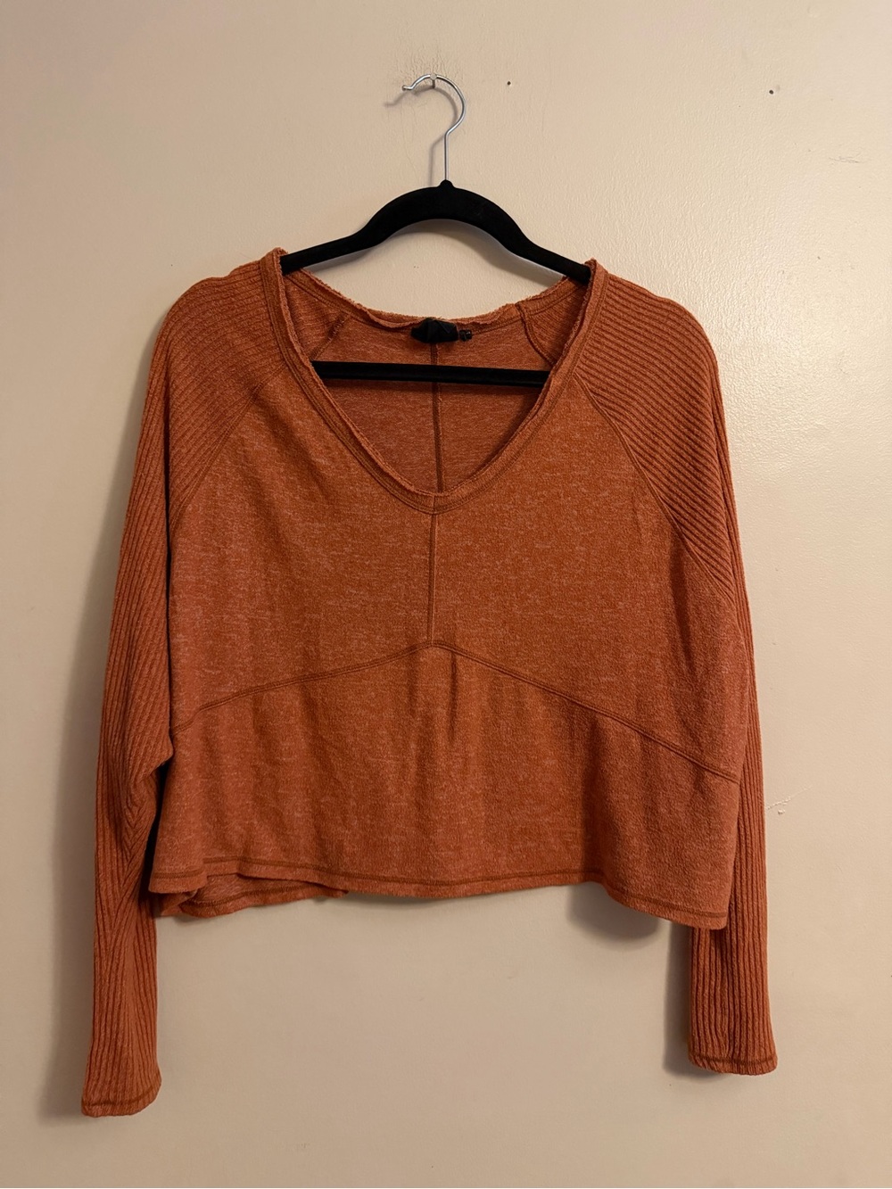 Urban Outfitters Rust Cropped V-Neck Sweatshirt